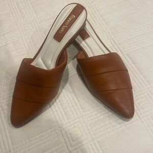 Franco Sarto Brown Leather Upper with 1 inch heel gently loved 5M (pb)